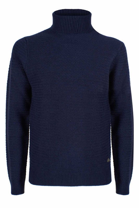 Chic Dark Blue Turtleneck Sweater for Men