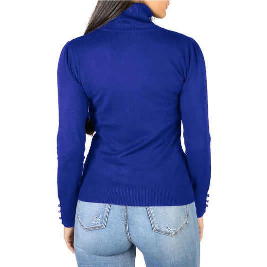 Chic Blue Turtleneck Sweater with Cuffs