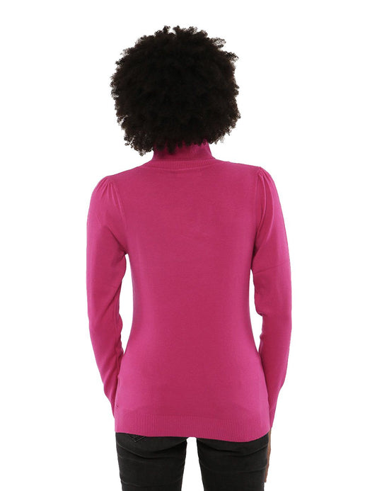 Fuchsia Turtleneck Sweater with Cuffs