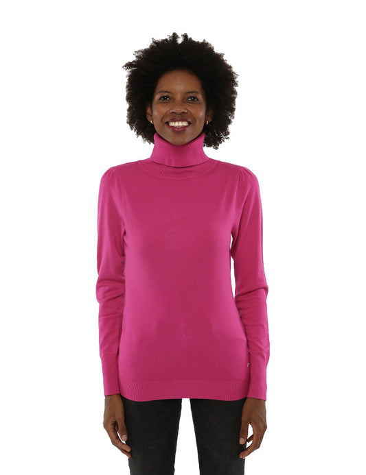 Fuchsia Turtleneck Sweater with Cuffs