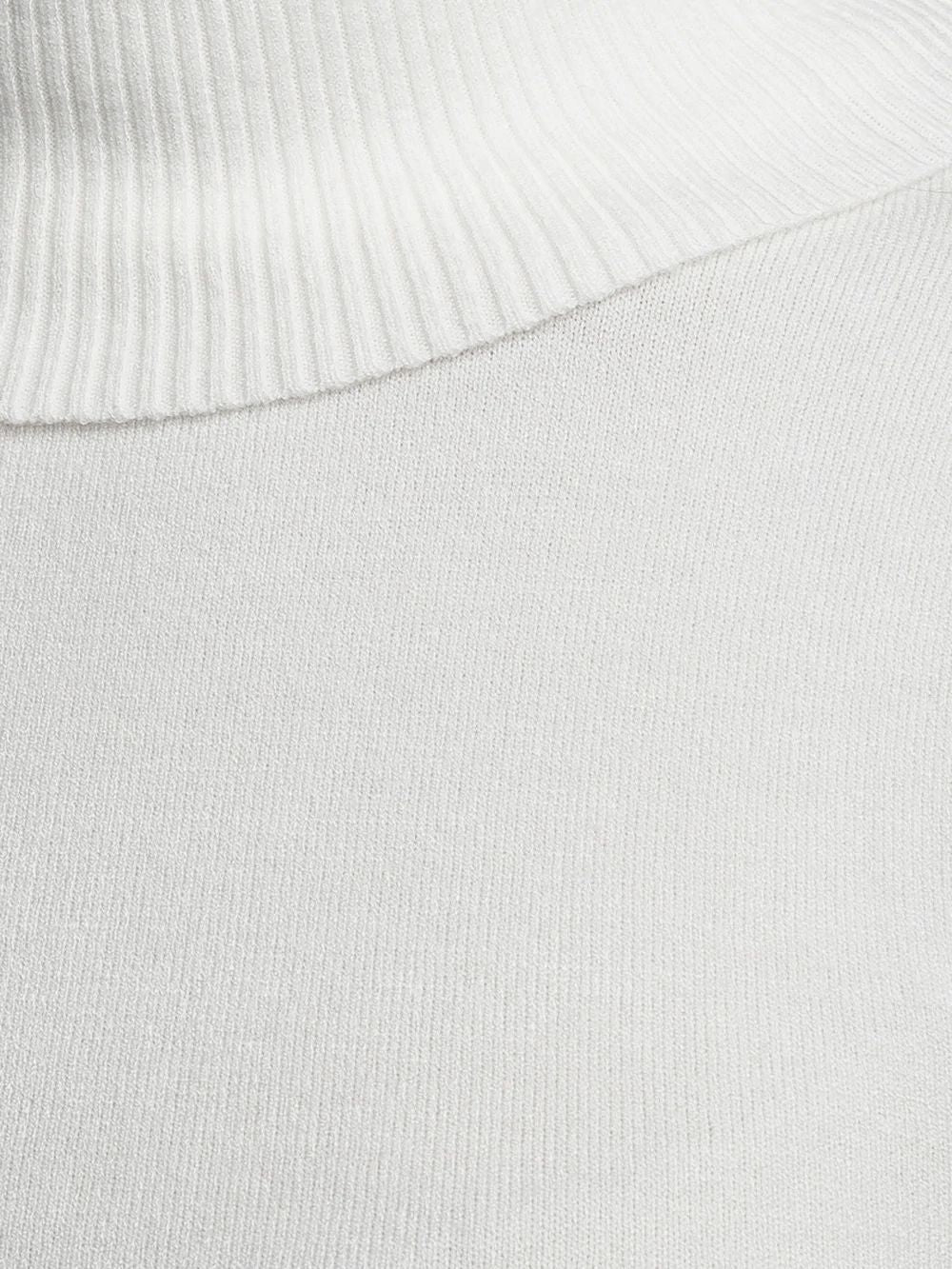 Sleek White Turtleneck Sweater with Cuffs