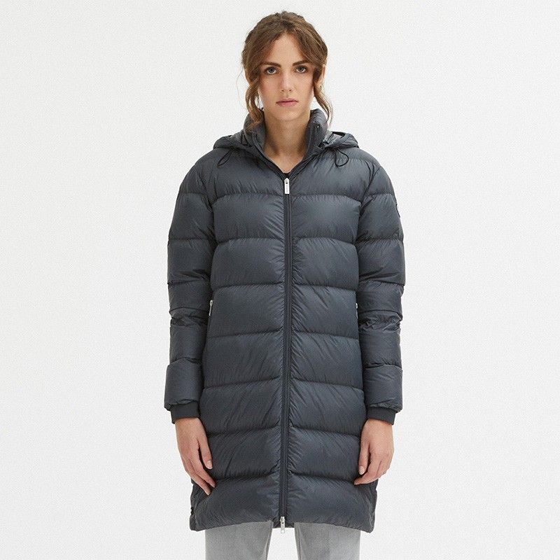 Luxurious Padded Hooded Jacket in Dark Grey