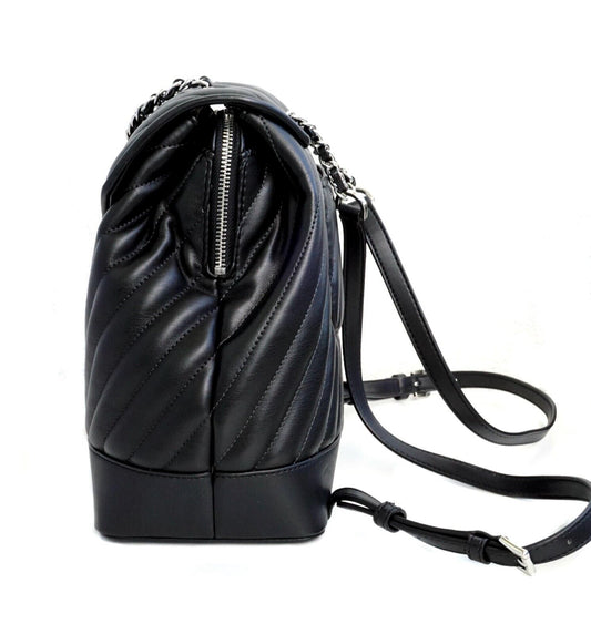 Elegant Black Faux Leather Backpack