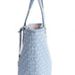 Elegant Light Blue Shopper Tote with Silver Accents