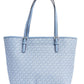 Elegant Light Blue Shopper Tote with Silver Accents