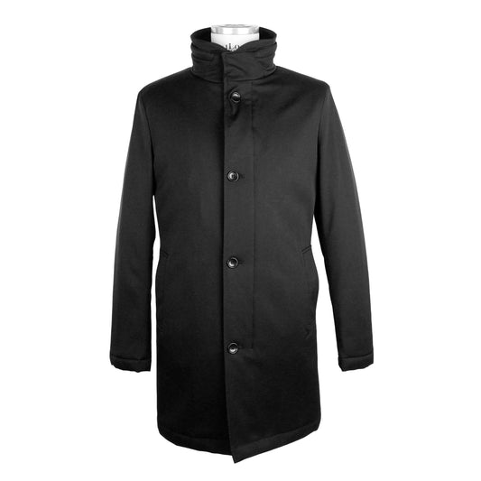 Elegant Italian Wool Blend Men's Long Coat