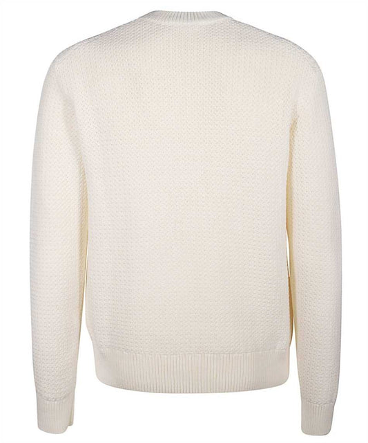 Elegant White Wool Crewneck Pullover