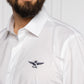 Slim Fit White Cotton Shirt with Eagle Logo
