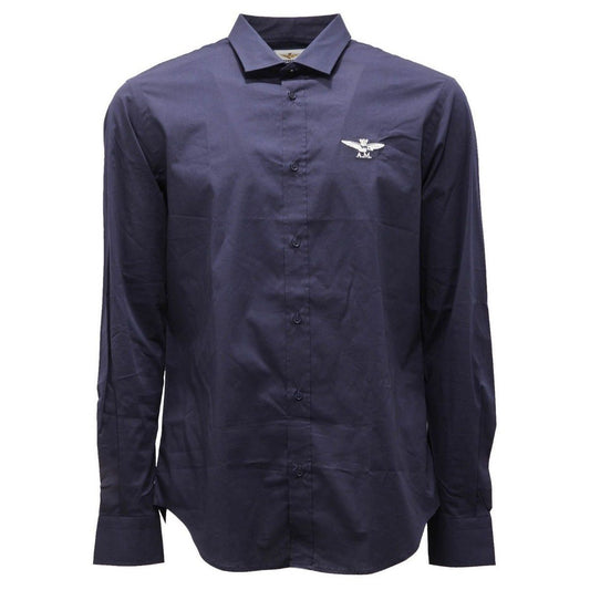 Sleek Dark Blue Cotton Men's Shirt