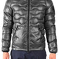 Sleek Gray Men's Down Jacket with Hood
