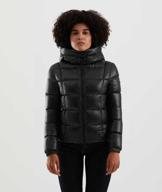 Chic Quilted Short Down Jacket with Maxi Hood