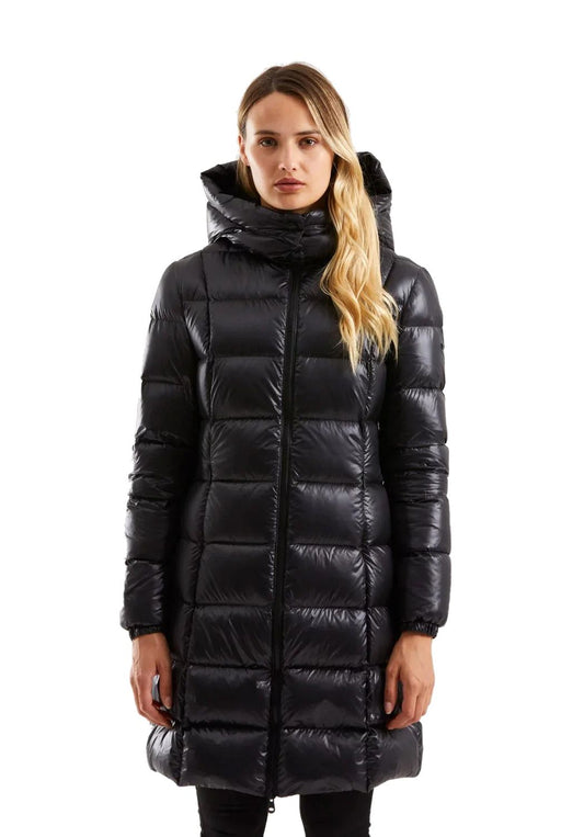 Elegant Long Down Jacket with Maxi Hood