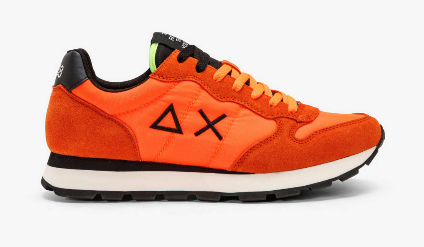 Fluo Orange Sneaker with Leather Accents