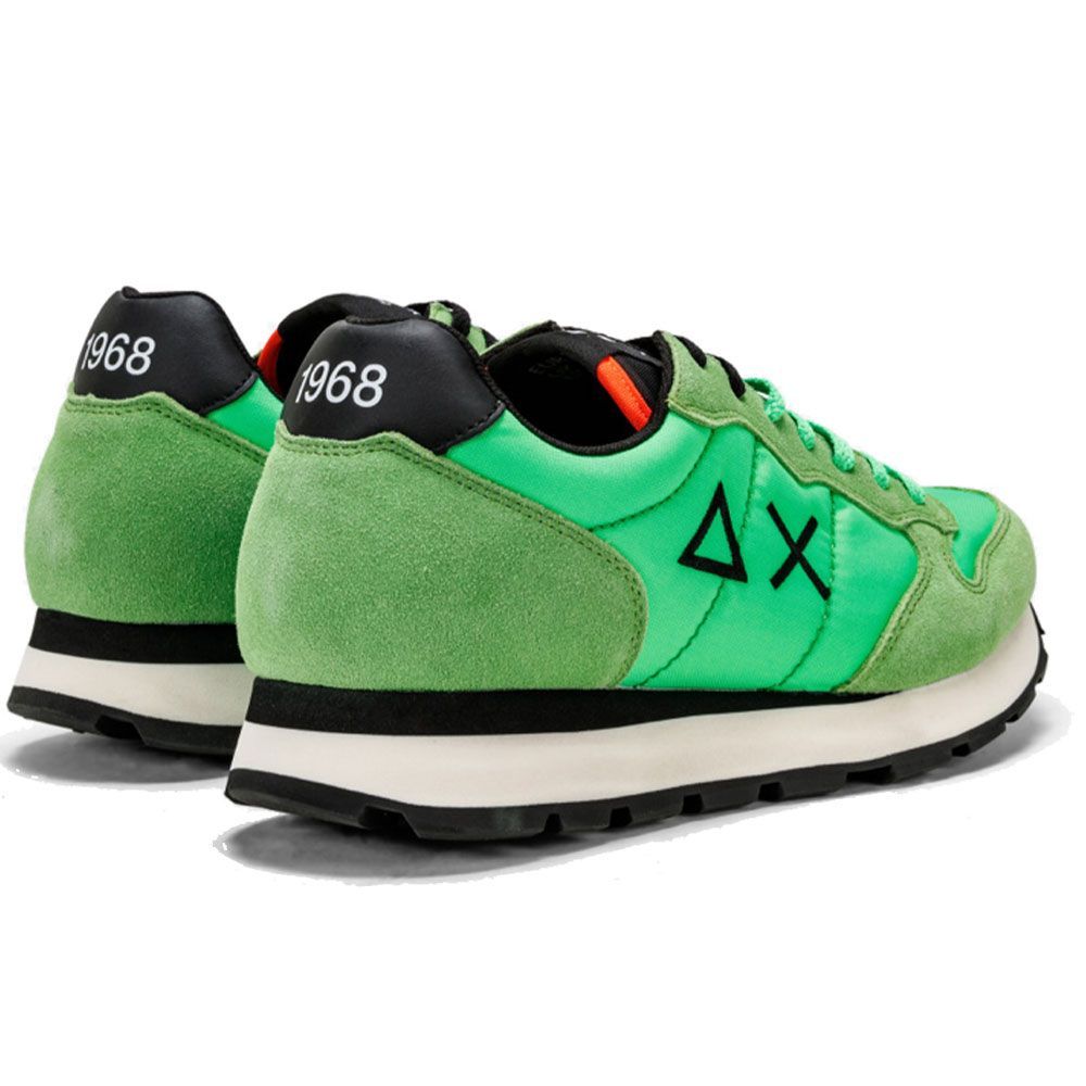 Fluo Green Sneakers with Leather Accents