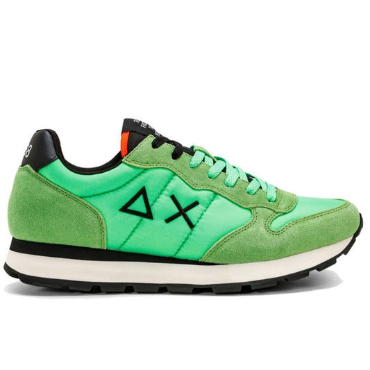 Fluo Green Sneakers with Leather Accents