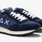 Elevated Blue Navy Men's Sneakers with Leather Accents