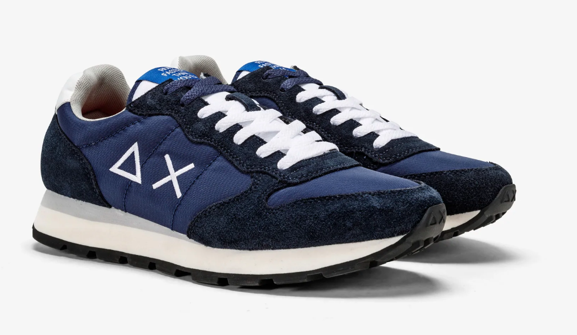 Elevated Blue Navy Men's Sneakers with Leather Accents