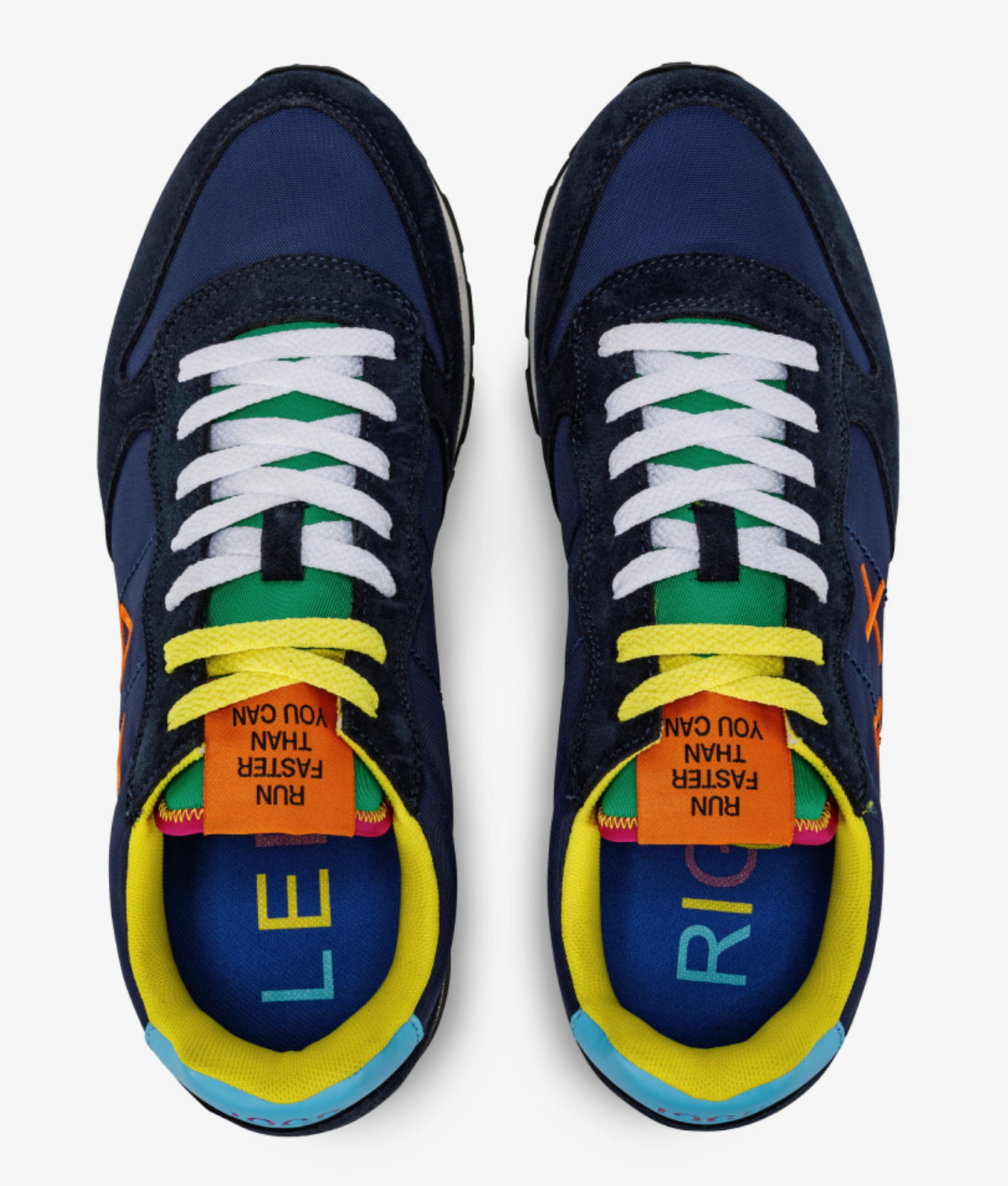 Navy Blue Sneakers with Yellow Accents