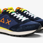 Navy Blue Sneakers with Yellow Accents