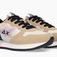 Chic Beige Sneakers with Purple Accents