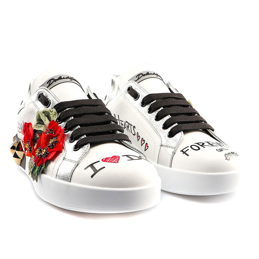 Elegant Portofino Embroidered Leather Sneakers