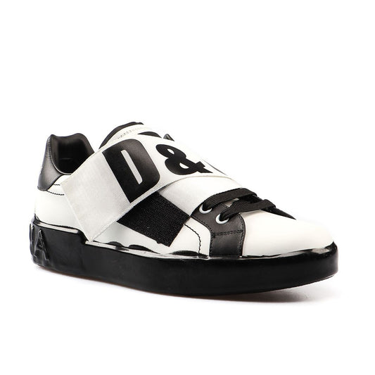 Two-Tone Calfskin Sneakers with Logo Tape