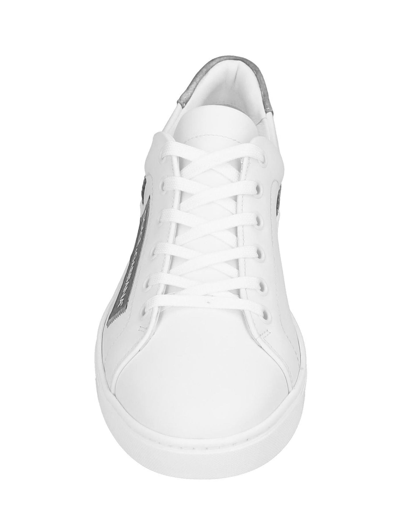 White Calfskin Sneakers with Grey Accents