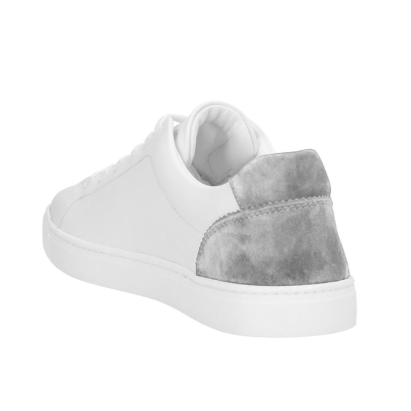 White Calfskin Sneakers with Grey Accents