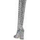 Sequin-Embellished High Heel Boots