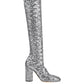 Sequin-Embellished High Heel Boots