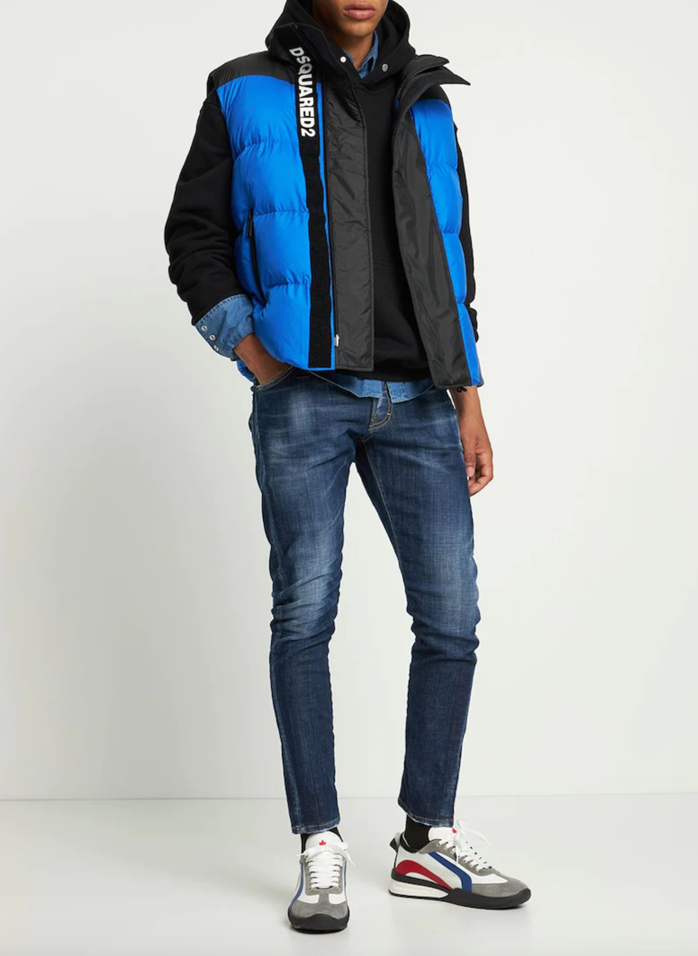 Elegant Blue and Black Men's Puffer Vest