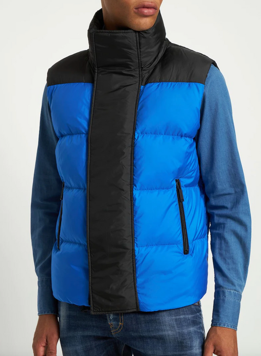 Elegant Blue and Black Men's Puffer Vest