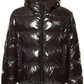 Sleek Black Hooded Bomber Jacket