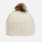 Chic Winter White Hat with Raccoon Pompon