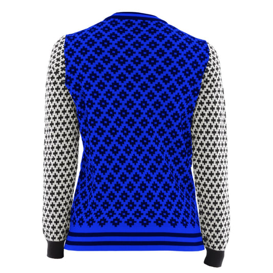 Geometric Print Crew Neck Sweater in Blue