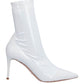 Chic White Leather Boots with Logo Zip Detail