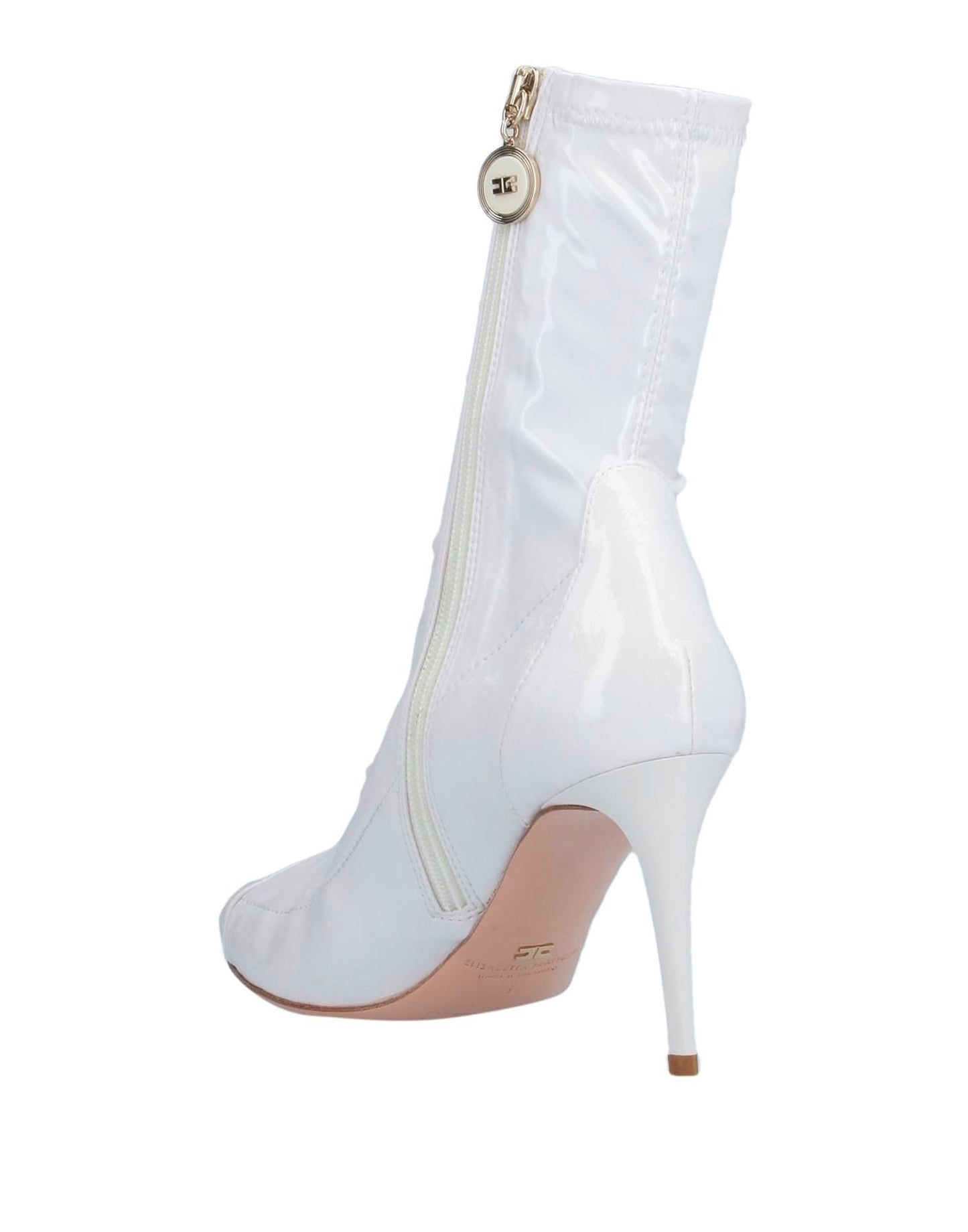 Chic White Leather Boots with Logo Zip Detail