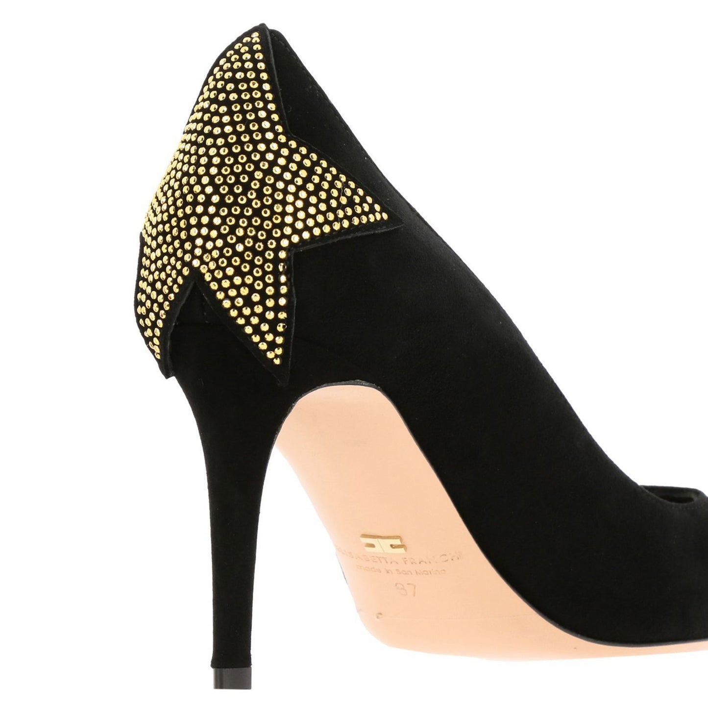 Glamorous Black Stiletto Heels with Strass Star