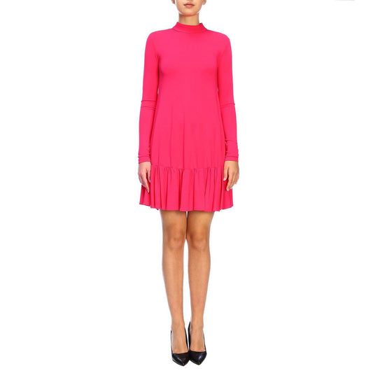 Elegant Fuchsia Long Sleeve Short Dress