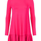 Elegant Fuchsia Long Sleeve Short Dress