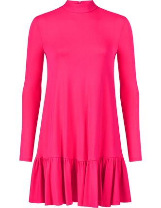 Elegant Fuchsia Long Sleeve Short Dress