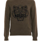 Embossed Tiger Motif Crewneck Sweater