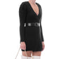 Elegant Long-Sleeved V-Neck Knit Dress with Belt
