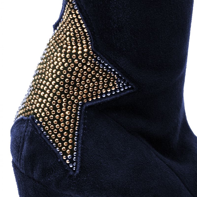 Elegant Suede Pointed Boots with Rhinestone Heel