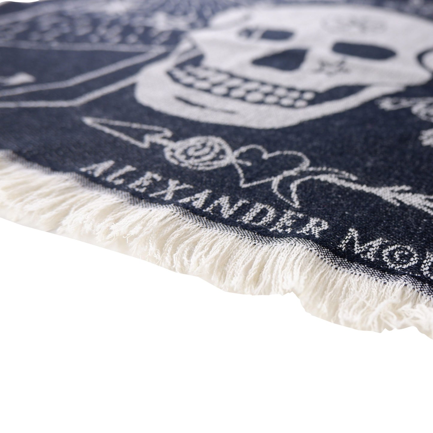 Iconic Skull Pattern Wool Scarf - Black and Grey