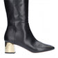 Chic Calfskin Boots with Metallic Charm