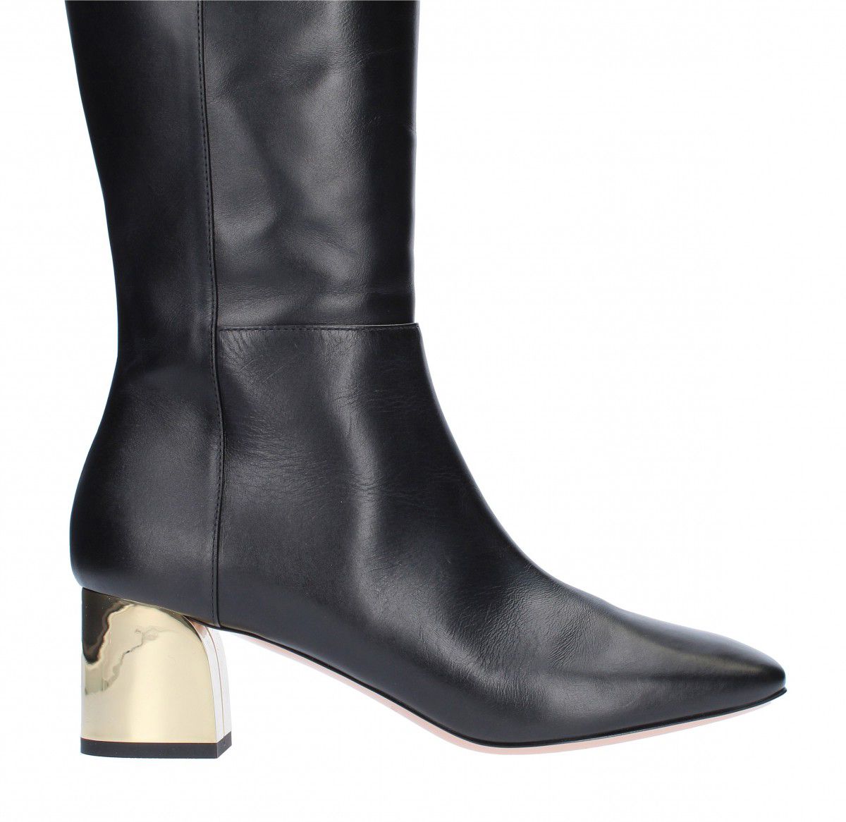 Chic Calfskin Boots with Metallic Charm