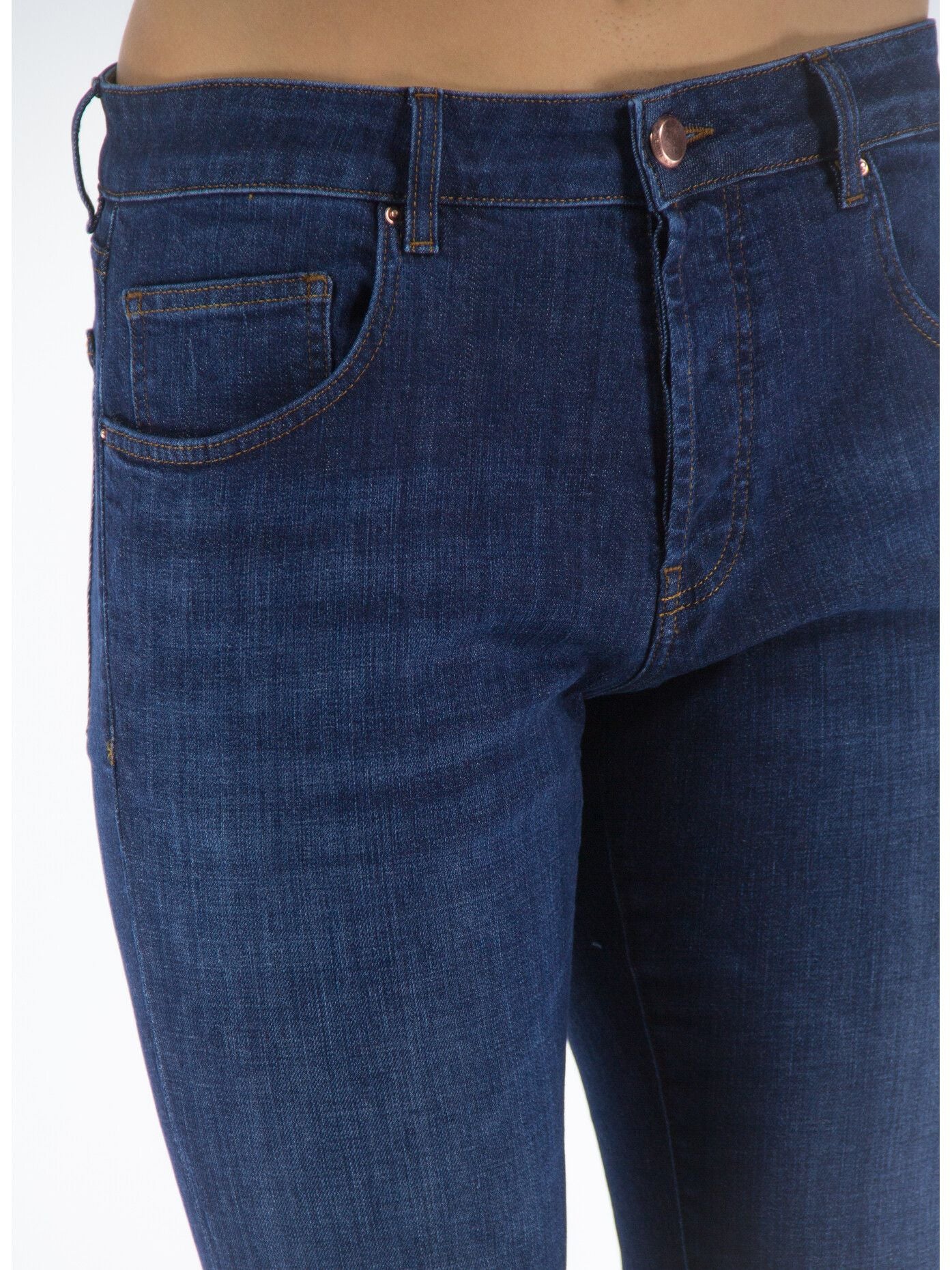 Elegant Dark Blue Cotton Stretch Jeans