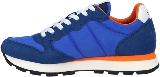 Sleek Blue Suede Men's Sneakers with Logo Accent