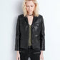 Elegant Black Leather Multi-Pocket Jacket